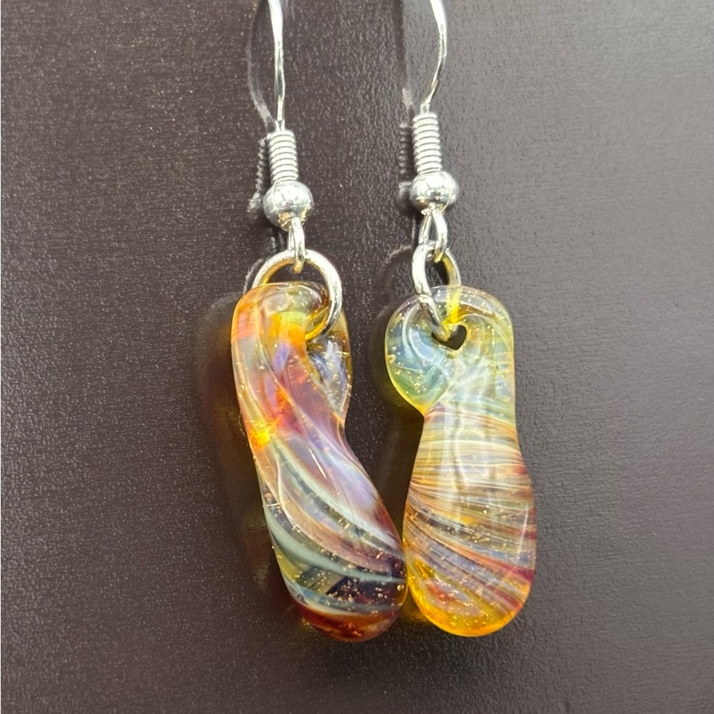 Lampwork Colorful Swirl Glass Earrings